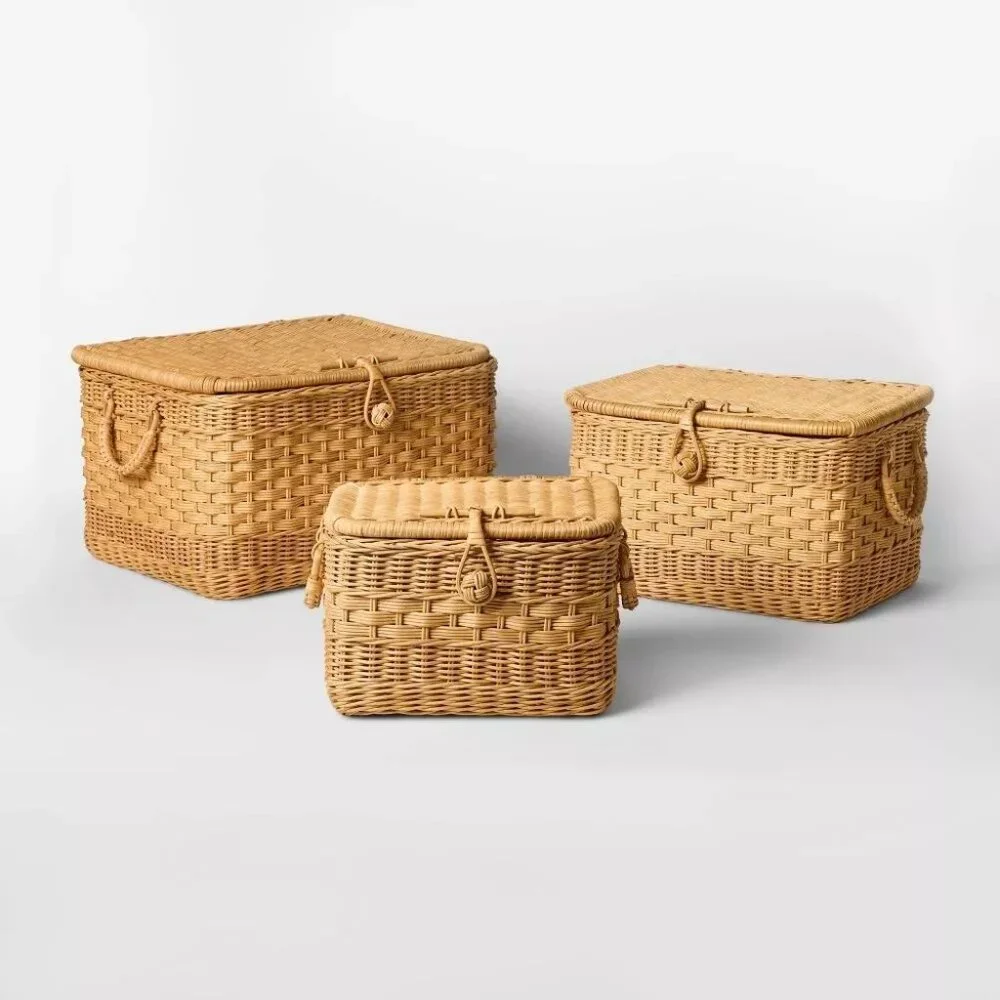 Small‎ Lidded Rattan Decorative Basket Brown - Threshold Studio McGee, Target